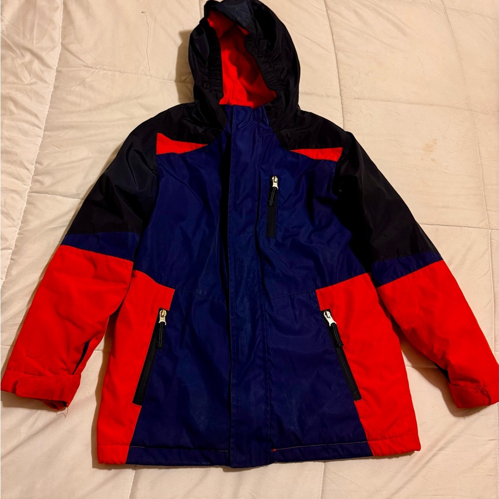 Boys Orange and Blue Hooded Jacket